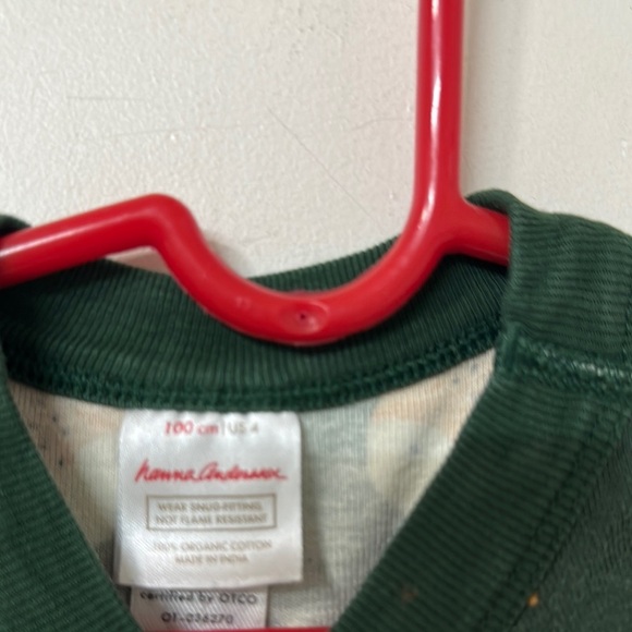 Hanna Andersson Green and Orange Pajama Top with Fox Print - Picture 2 of 2